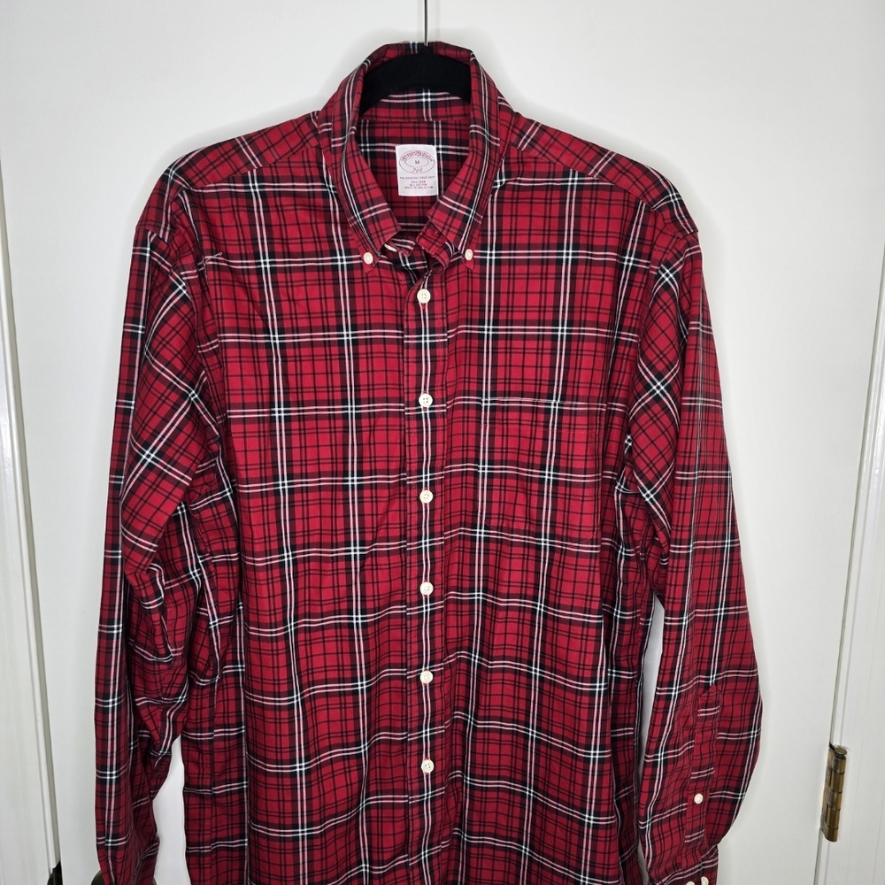 Brooks Brothers Red Plaid Dress Shirt Medium